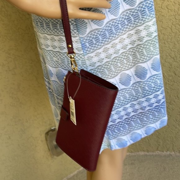 Michael Kors Jet Set Travel Large Double Zip Wristlet Wallet Dk Cherry Leather - Picture 16 of 16